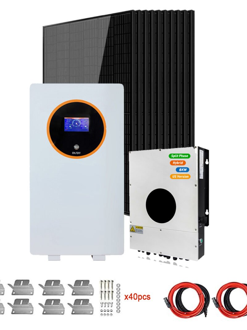 BFS 15kWh Solar Power System Kit with 4500W Solar Panels, 51.2V 300Ah LiFePO4 Battery, 6KW Hybrid Inverter, Split Phase 120/240V, Grid-Tie & Off-Grid Energy Storage System for Home Backup Power