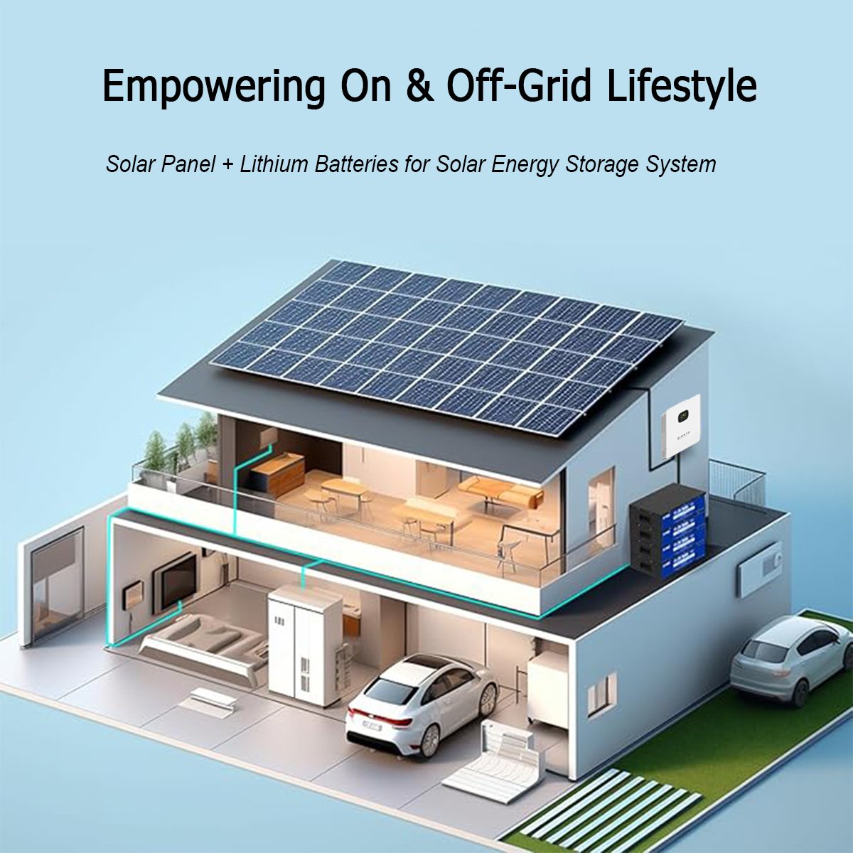 BFS 15kWh Solar Power System Kit with 4500W Solar Panels, 51.2V 300Ah LiFePO4 Battery, 6KW Hybrid Inverter, Split Phase 120/240V, Grid-Tie & Off-Grid Energy Storage System for Home Backup Power - Image 10